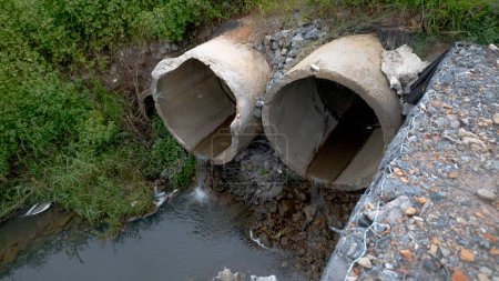 Sewer next to huge market and close to shopping center in the city of Suzano, Sao Paulo - Brazil