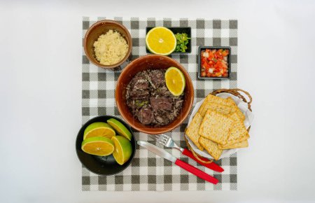 Beans, salad and food complements in this traditional Brazilian dish