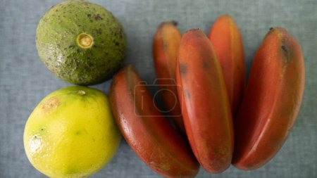 Red banana, orange, lemon, avocado fruit present in a large part of the Brazilian territory