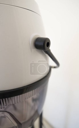 Beauty salon with professional column-type hair dryer with temperature regulation