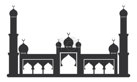 Silhouette of a Magnificent Mosque on a White Background. Holy Mosque. Comfortable Place to Pray.