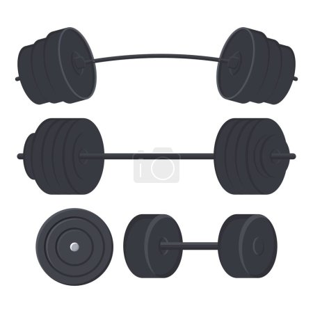Vector Heavy Black Dumbbells Gym Equipment. Design von Sportgeräten.