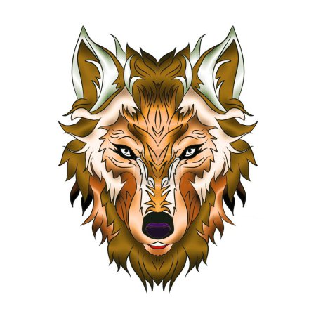 Eine elegante Vorlage für das Wolfskopf-Logo-Symbol, geeignet für den Einsatz in Gemeinden, Organisationen, Unternehmen und Unternehmen, die Sport, Sport, Hobbys und Motorräder usw. betreiben