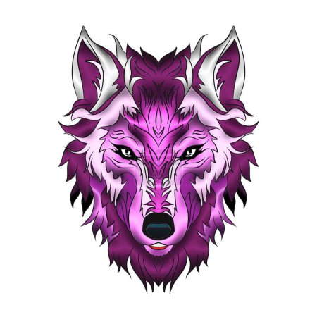 Illustration for The elegant wolf head logo is suitable for use as logos for communities, organizations and companies operating in sports and esports - Royalty Free Image