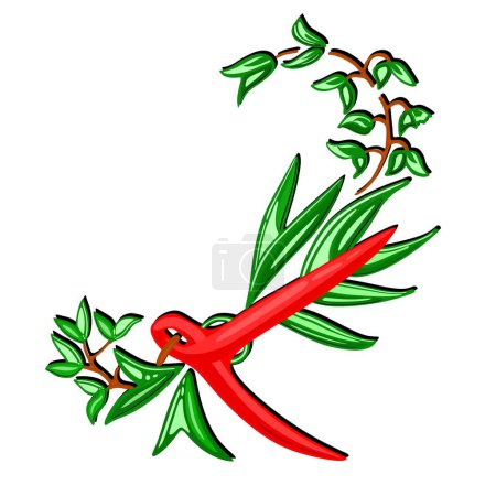 Illustration der schönen Pflanze mit Schleife