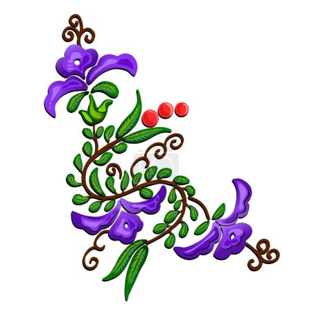 Ilustración de Color púrpura Hermosa flor planta diseño Vector arte