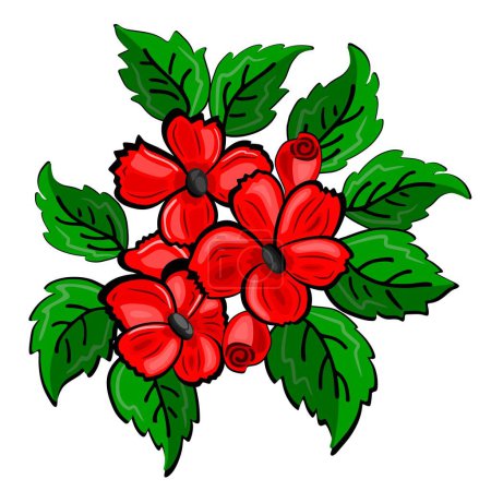 Téléchargez les illustrations : Illustration de rouge belle couleur rouge ruche fleur Bunch Design vectoriel Art - en licence libre de droit