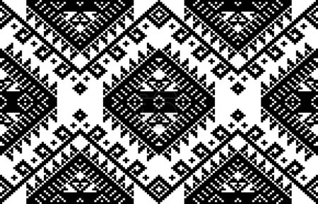 Illustration for Geometric Ethnic Pattern Design Background Wallpaper,Fabric Pixel ,fabric wallpaper, fabric pattern,seamless pattern ,ethnic pattern ,ethnicdesign ,fashion design ,Pixel pattern,Seamless Knitted Pattern - Royalty Free Image