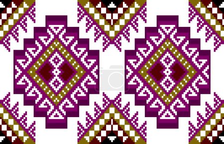 Illustration for Geometric Ethnic Pattern Design Background Wallpaper,Fabric Pixel ,fabric wallpaper, fabric pattern,seamless pattern ,ethnic pattern ,ethnicdesign ,fashion design ,Pixel pattern,Seamless Knitted Pattern - Royalty Free Image