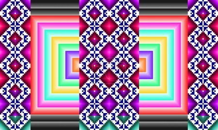 Téléchargez les illustrations : Geometric Ethnic Pattern Design Fond d'écran, Tissu Pixel, papier peint en tissu, motif de tissu, motif sans couture, motif ethnique, ethnicdesign, design de mode, Modèle de pixel, Motif tricoté sans couture - en licence libre de droit