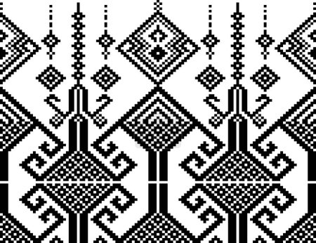 Illustration for Beautiful Thai seamless pattern.grey background.geometric ethnic oriental pattern traditional background.Aztec style,abstract,vector,illustration.Fabric Pixel ,fabric wallpaper, fabric pattern,ethnic pattern ,ethnicdesign ,fashion design , - Royalty Free Image