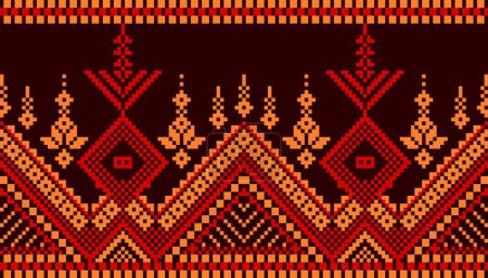 Illustration for Fabric Pixel ,fabric pattern,seamless pattern ,ethnic pattern ,ethnic design ,fashion design ,grey background.geometric ethnic oriental pattern traditional background.Aztec style,abstract,vector,illustration,design,texture,fabric,clothing, - Royalty Free Image