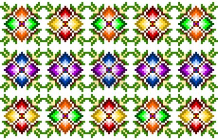 Illustration for Fabric Pixel ,fabric wallpaper, fabric pattern,seamless pattern ,ethnic pattern ,ethnic design ,fashion design , Knitting Pattern.Geometric Ethnic Pattern Design Background or Wallpaper. - Royalty Free Image