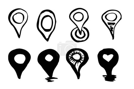 Ilustración de Dibujos cartográficos Vector Doodle Coordenadas GPS dibujadas a mano para el diseño de conceptos. - Imagen libre de derechos