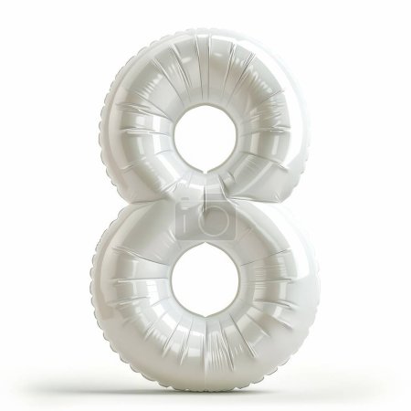 A glossy white balloon in the shape of the number 8, perfect for birthdays, anniversaries, and special events.