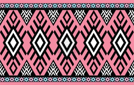 Ethnische Muster Hintergrund in rosa, rosa blau-schwarz und weiß, Geometrische ethnische orientalische Wut nahtlose Muster Design für Hintergrund, Tapete, Kleidung, Verpackung, Batik, Stoff, Vecter Abbildungen.