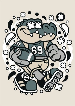 Illustration for Crocodile Football artwork art - Royalty Free Image