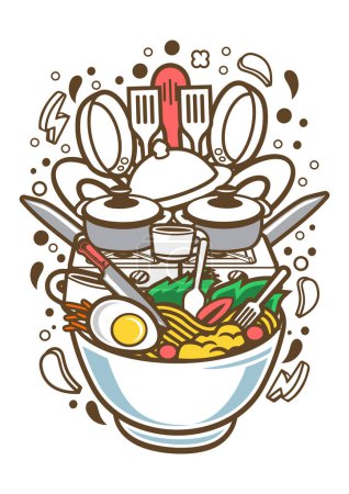 Illustration for Cooking Ramen artwork art - Royalty Free Image