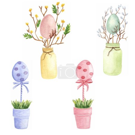 vector watercolor easter cliparts collection 