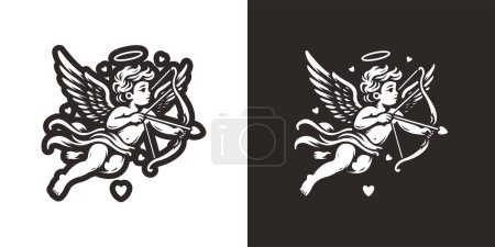 Téléchargez les illustrations : Vecteur de tatouage ange Cupidon - en licence libre de droit