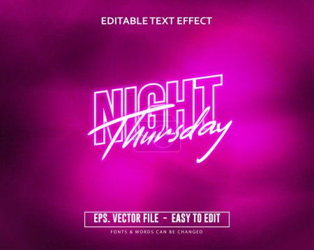 Illustration for Editable text effect neon club pink trending style - Royalty Free Image