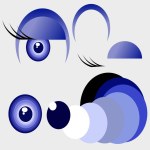 Cartoon Eye: Easy making beautiful eyes step by step.Only shapes are used. Vector illustration