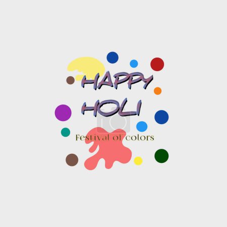 Wunschkarte: (Holi ist der Name eines indischen Festes) Glückliche Holi-Grußkarte, Vektorkunst, weißer Hintergrund.