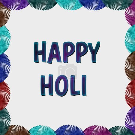Wunschkarte: (Holi ist der Name eines indischen Festes) Glückliche Holi-Grußkarte, Vektorkunst, weißer Hintergrund.