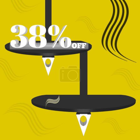 Discount Shopping Poster or banner with discount icon and text on transparent, yellow and black color matching ,Space for your text and products,for social media and website,Special Offer campaign.