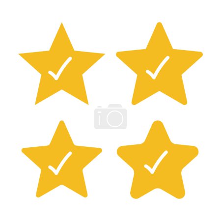 Ilustración de Aprobar estrellas con marcas de verificación en fondo blanco - Imagen libre de derechos