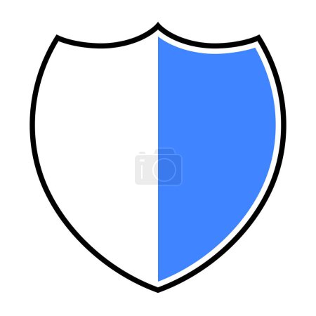 Illustration for Whire And Blue Half Shield On White Background - Royalty Free Image