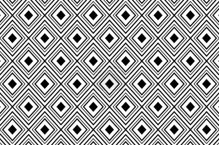 Illustration for Black And White Diamonds And Lines Geometric Pattern Background - Royalty Free Image
