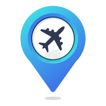 Illustration for Blue Gradient Airport Location Pin Icon - Royalty Free Image