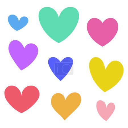 Illustration for Colourful Hearts Set On White Background - Royalty Free Image