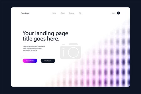 Illustration for Gradient Corner Landing Page Template - Royalty Free Image