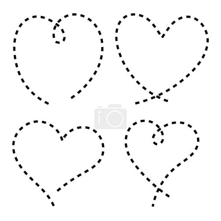 Téléchargez les illustrations : Lignes pointillées Coeurs mis sur fond blanc - en licence libre de droit
