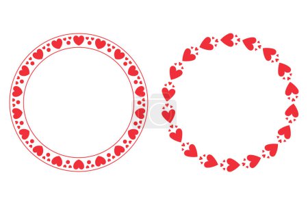 Illustration for Heart Circle Frames Set Isolated - Royalty Free Image