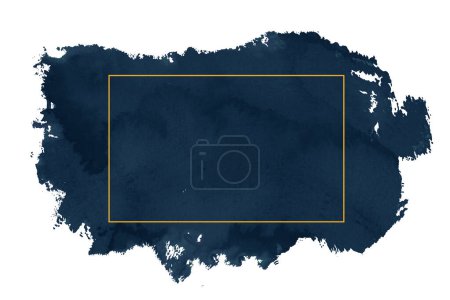 Ilustración de Azul marino Acuarela Banner Gold Border - Imagen libre de derechos