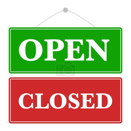 Illustration for Open And Closed Signs On White Background - Royalty Free Image