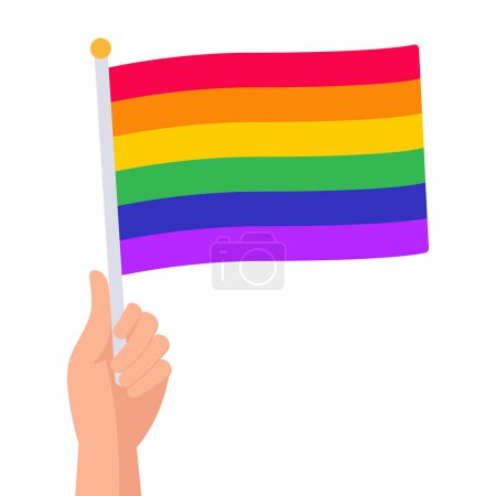 Illustration for Hand Holding Pride Flag On White Background - Royalty Free Image