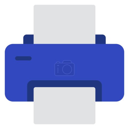 Ilustración de Icono simple de impresora azul en estilo plano - Imagen libre de derechos