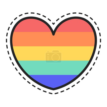 Ilustración de Corazón del arco iris en estilo de corte aislado - Imagen libre de derechos