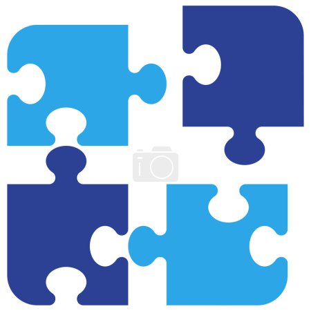 Illustration for Rounded Puzzles In Flat Style On White Background - Royalty Free Image