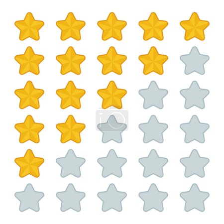 Illustration for Set Of Review Stars In Flat Style - Royalty Free Image