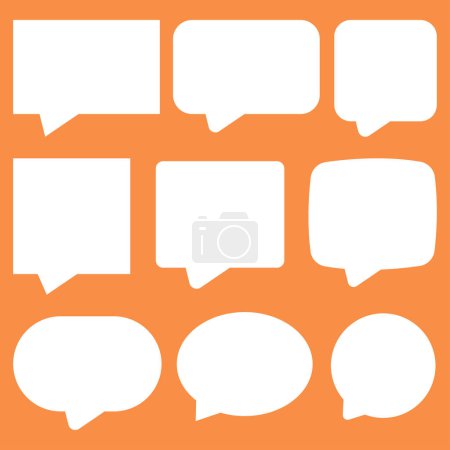 Ilustración de Set de burbujas de mensaje blanco sobre fondo naranja - Imagen libre de derechos