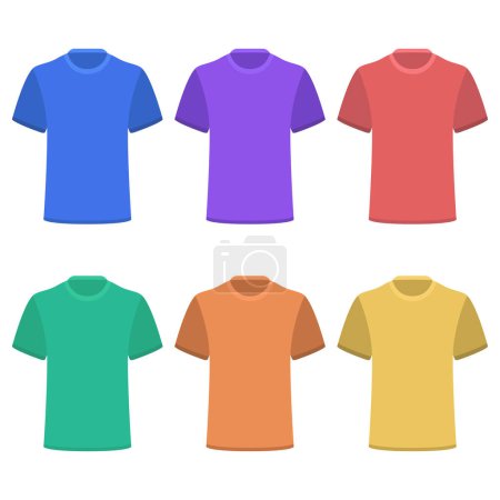 Illustration for Multicolored  t-shirts collection in flat style - Royalty Free Image