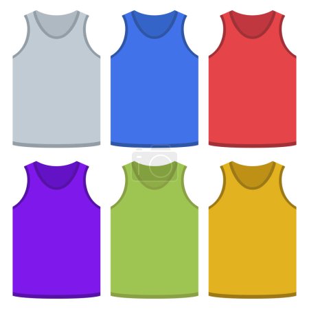 Illustration for Tank Tops In Flat Style, Multi Colours Isolated - Royalty Free Image