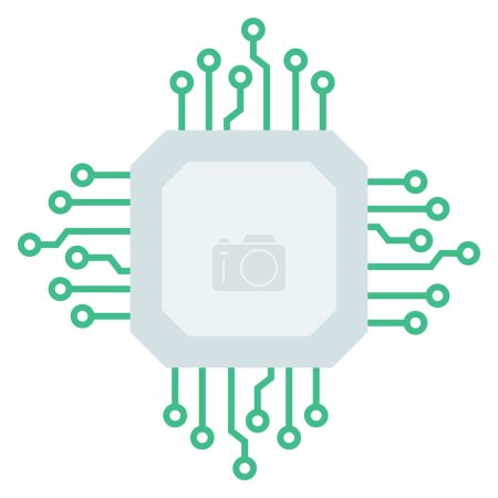 Illustration for Technology Wires CPU Chip On White Background - Royalty Free Image