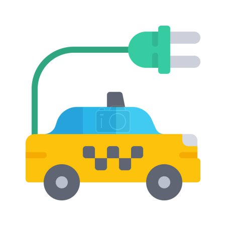Ilustración de Eléctrico eco taxi coche vector icono - Imagen libre de derechos