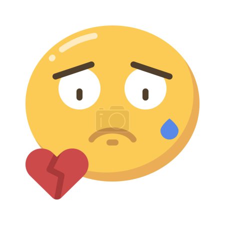 Illustration for Sad face with heart emoji icon illustration - Royalty Free Image